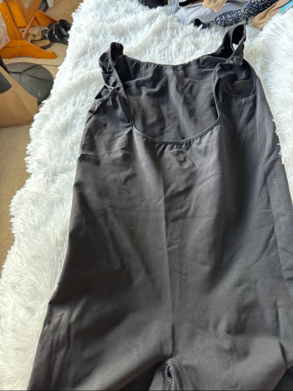 Hanes Black one-piece shapewear with Printed Care Label
